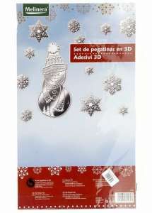 Новогодний набор наклеек 3D "Снеговик", серебристый-белый - изображение 1