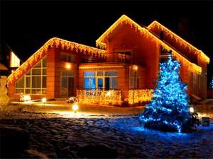 Новогодняя праздничная подсветка домов, монтаж гирлянд - изображение 1